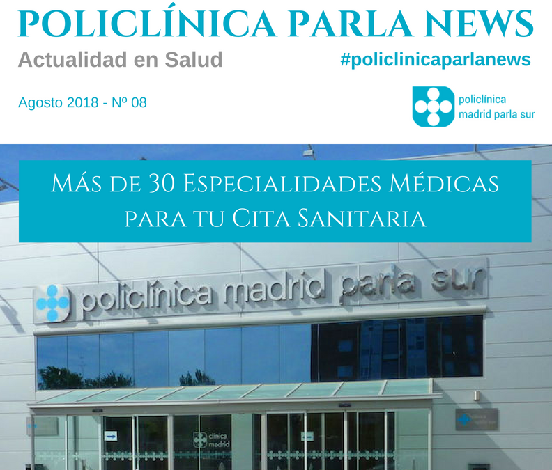 Revista Policlínica Parla News Agosto 2018, revista salud y medicina